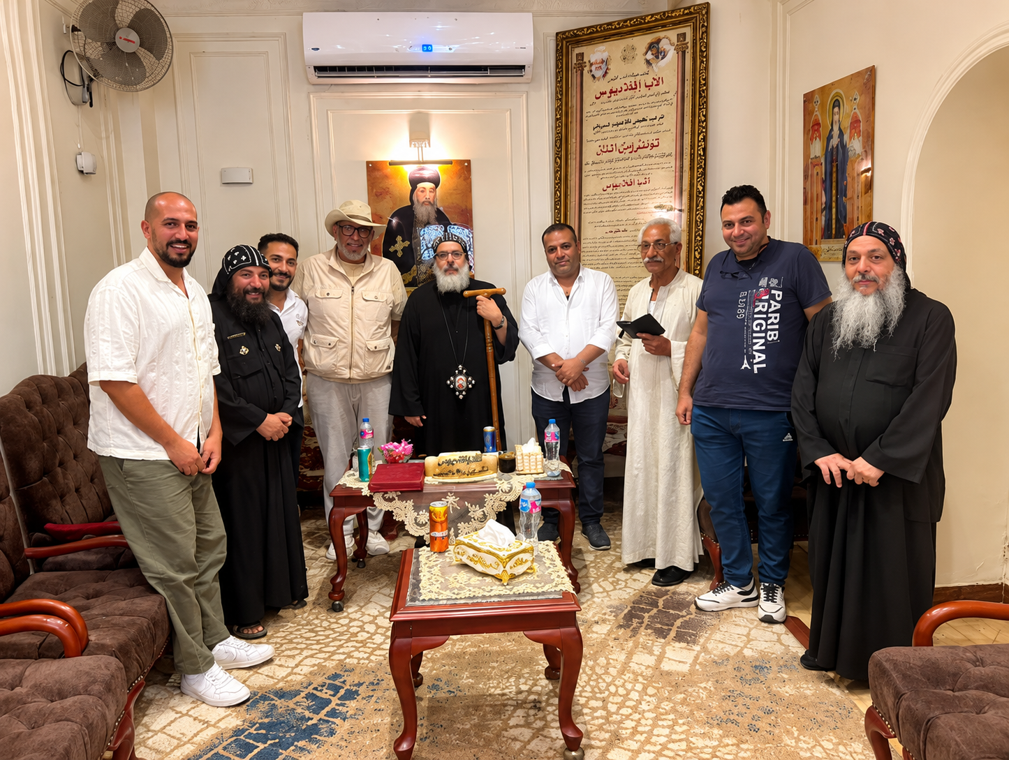 The Middle East Travel Alliance and Amisol Travel Egypt team with clergy and hosts at the monastery near Luxor