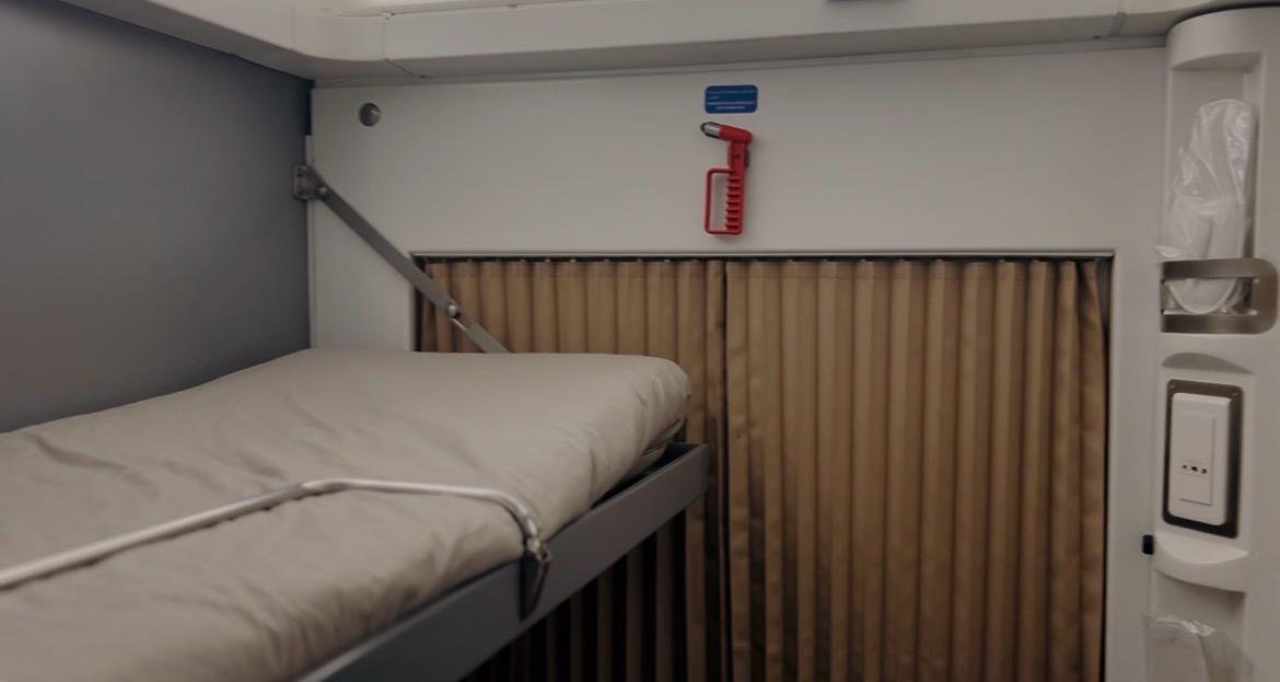 Sleeper train cabin on the Siwa by Train journey