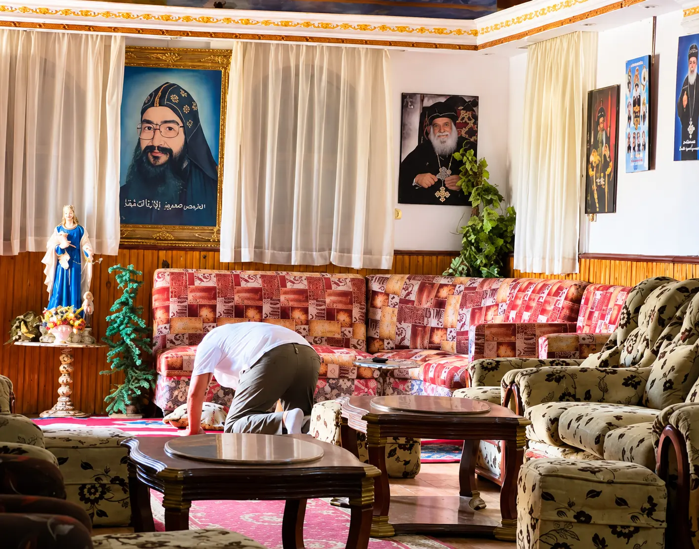 A quiet devotional room at the Monastery of Saint Pachomius